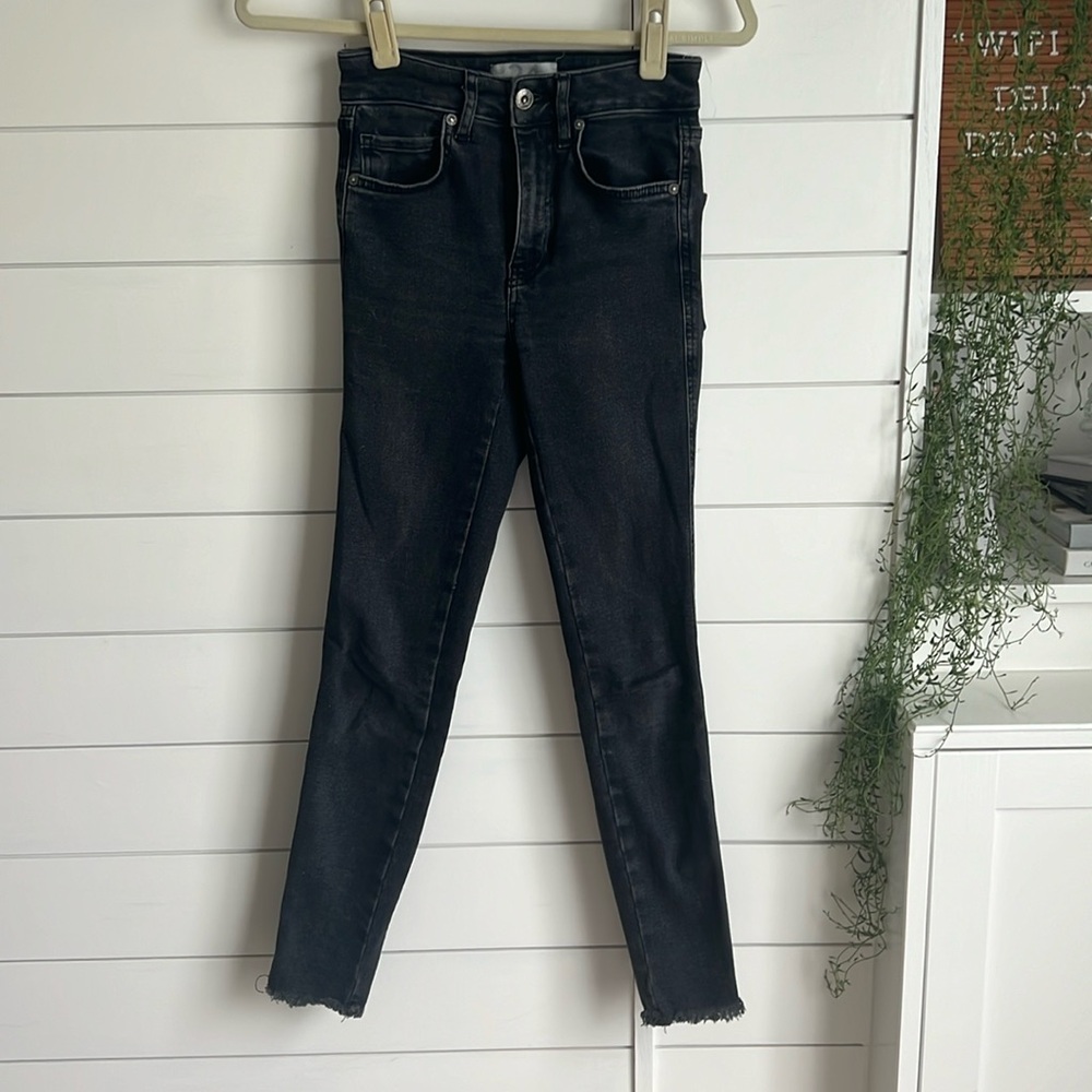 Free People washed black frayed denim
